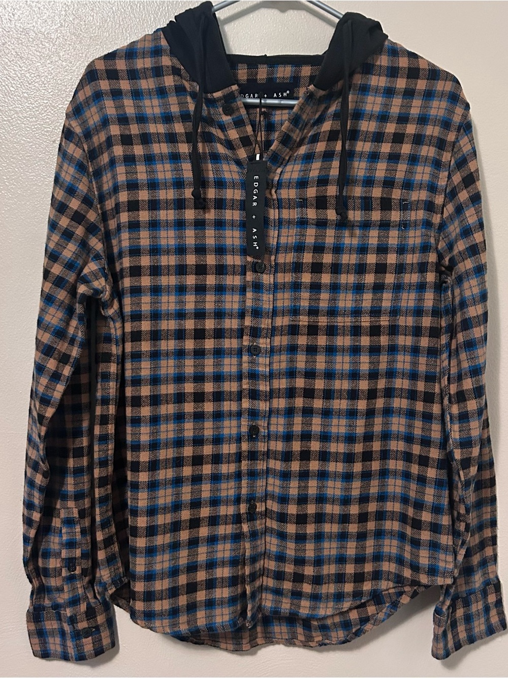 Edgar + Ash Men's Plaid Flannel Hooded Shirt